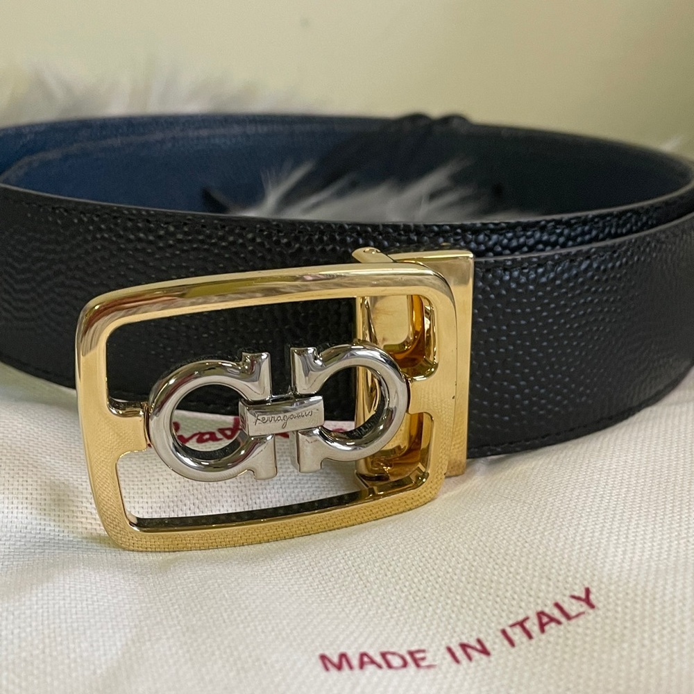 Salvatore Ferragamo Reversible Belt Black/Navy 34